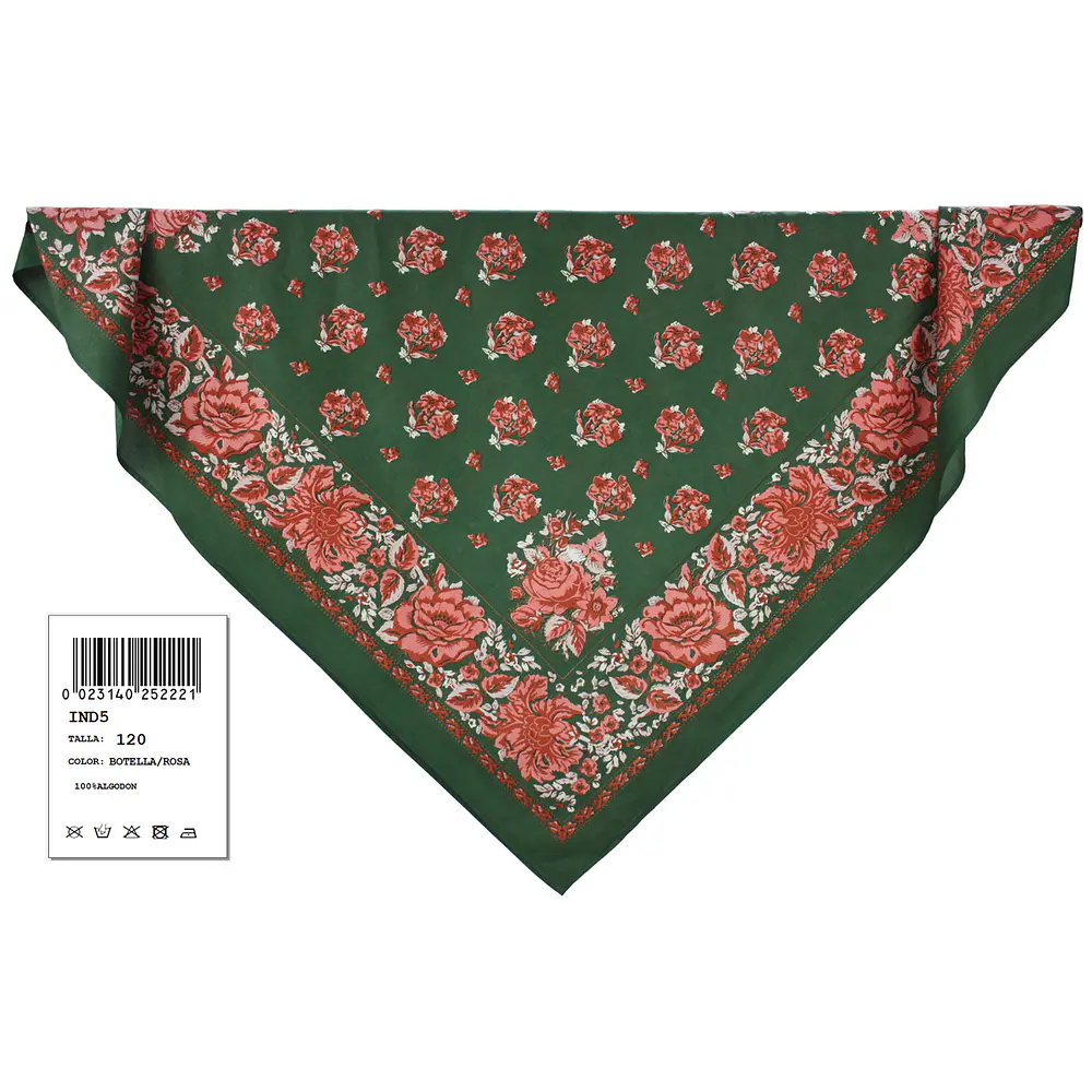 Pañuelo regional baturra indiana algodon 120 cms Mod Moncayo varios tonos 