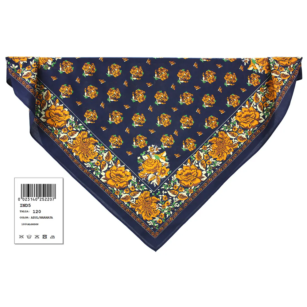 Pañuelo regional baturra indiana algodon 120 cms Mod Moncayo varios tonos 