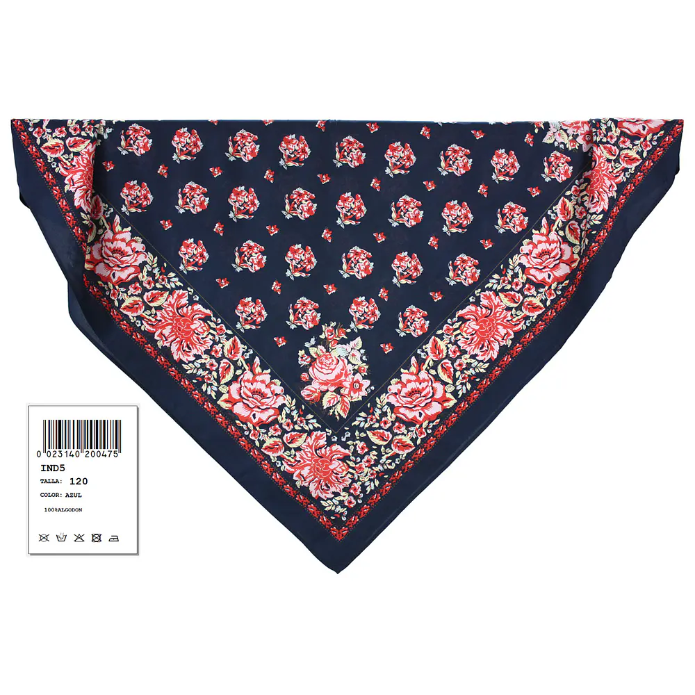 Pañuelo regional baturra indiana algodon 120 cms Mod Moncayo varios tonos 