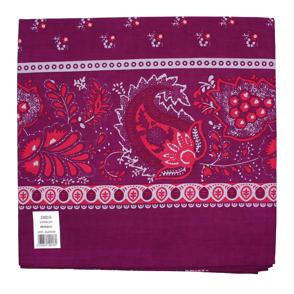 Pañuelo regional baturra indiana algodon 120 cms Mod Pilar varios tonos