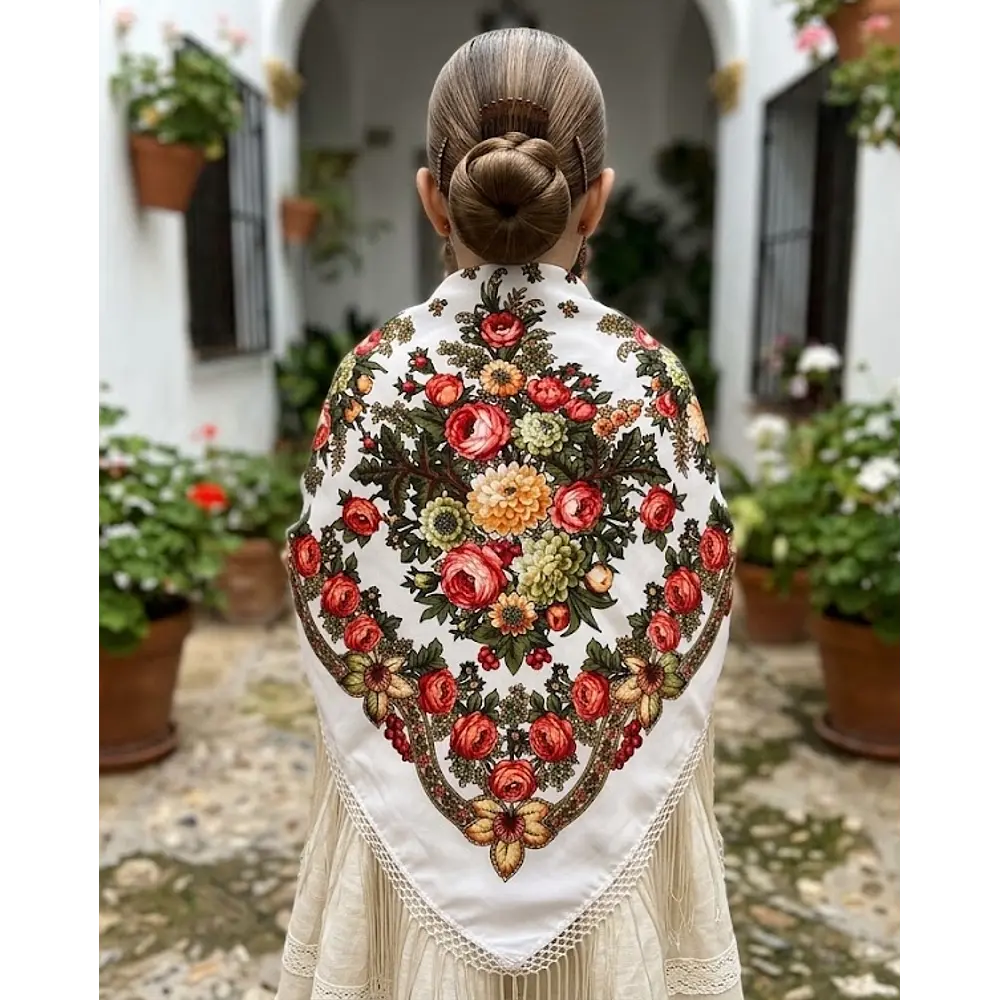 manton lanoso niña 90 cms fondo blanco estampado