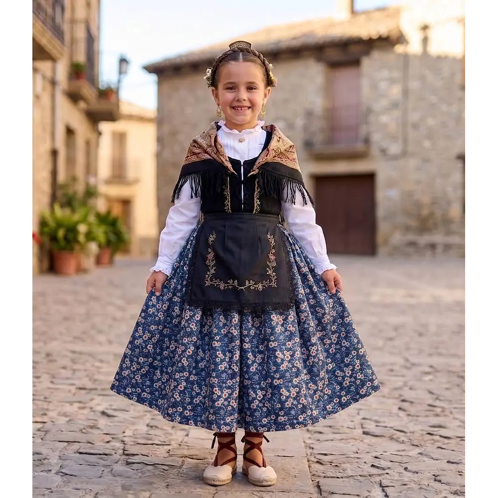 Saya Falda Regional Niña Algodón  7/8 Años | Gran Vuelo azules 