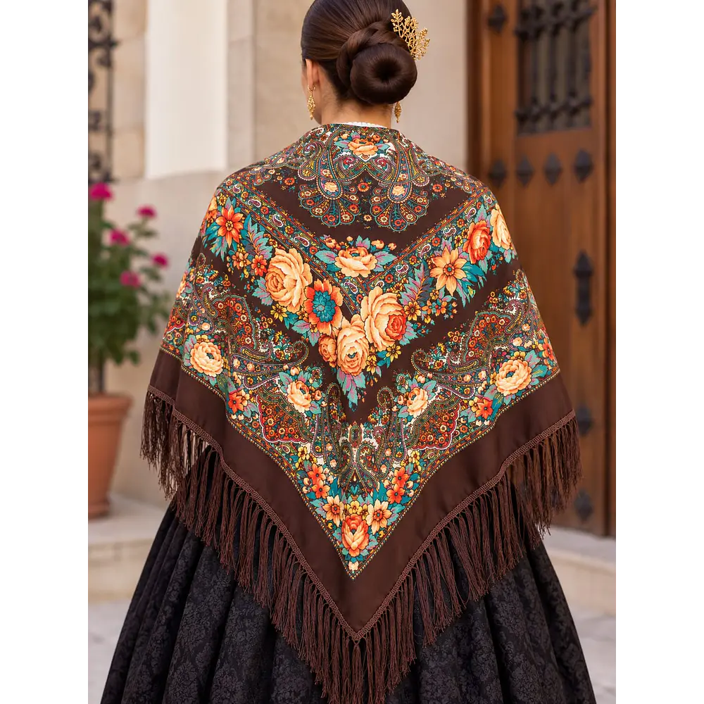 Mantón Regional  con Flecos  varios tonos novedad