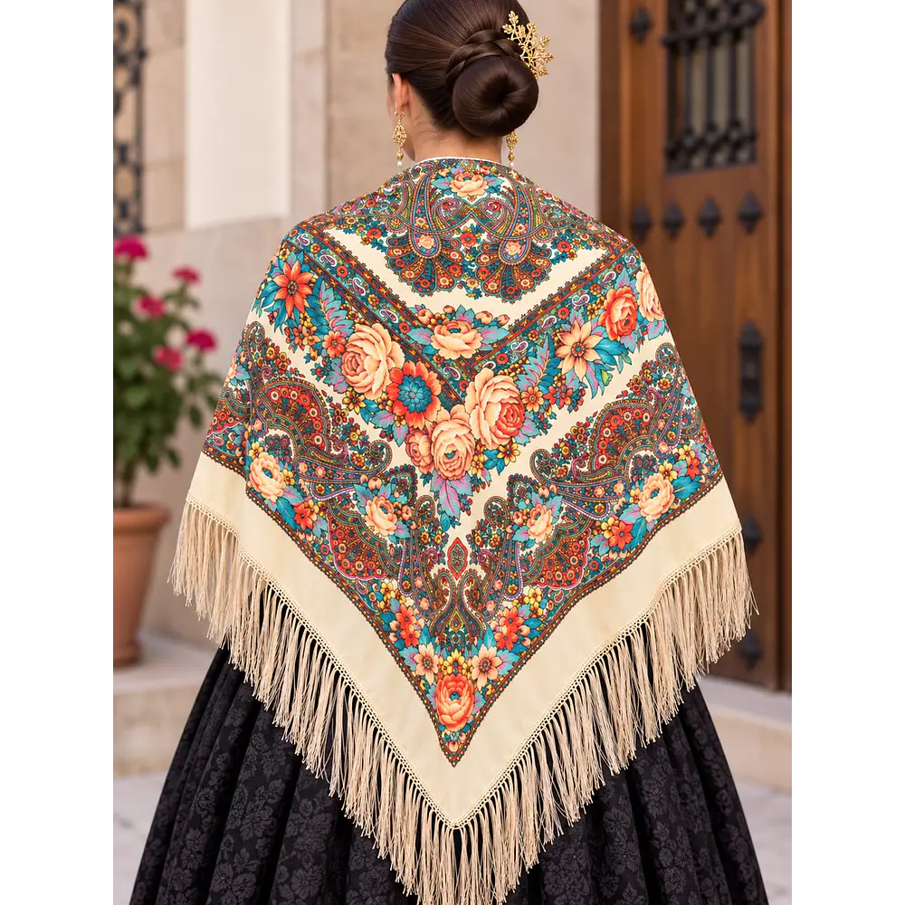 Mantón Regional  con Flecos  varios tonos novedad