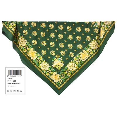 Pañuelo Indiana Floral Verde Botella 120x120 | Esencia RegionalArtesanías Domingo