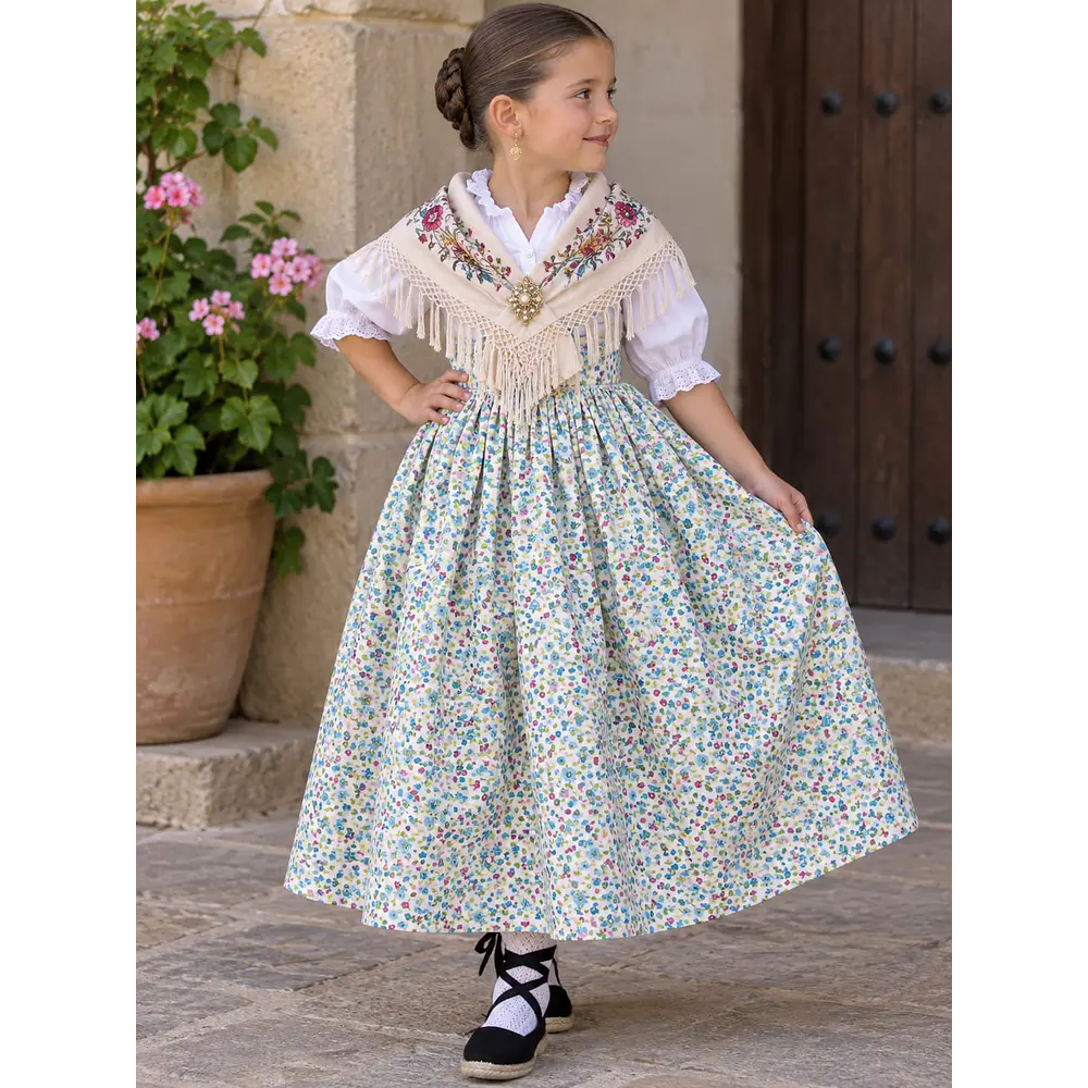 Falda Regional Estampada de Algodón niña Traje de Baturra y Labradora