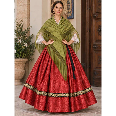conjunto falda y manton de indumentaria regional aragonesa t 38/40