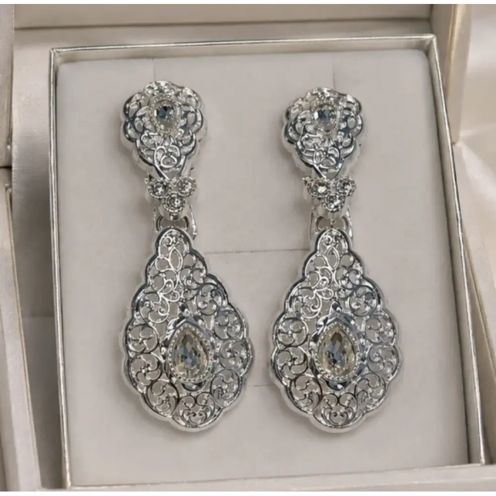 pendientes plateado cristal