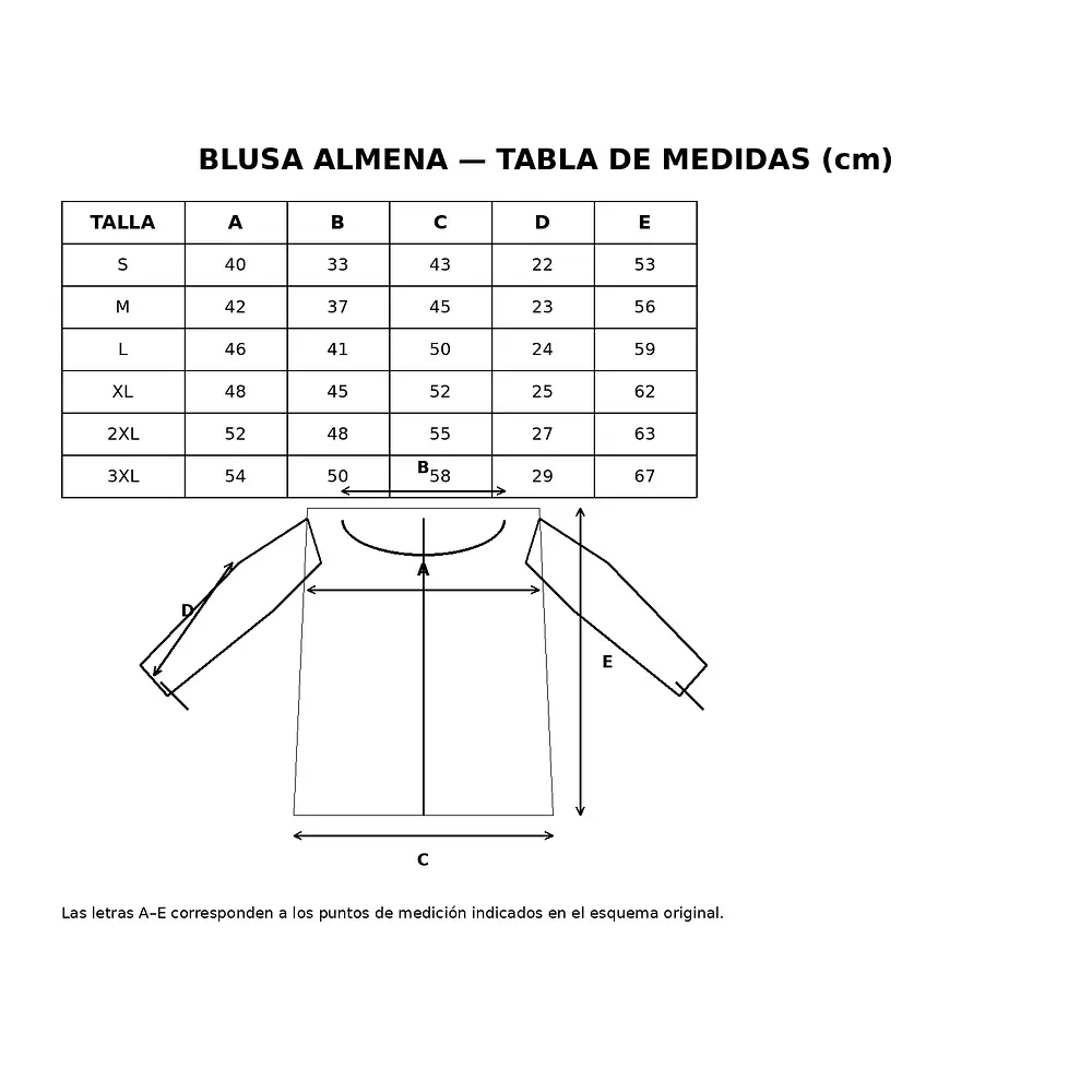 Blusa Almena Regional  de Mujer | 100% Algodón Indumentaria TALLA S