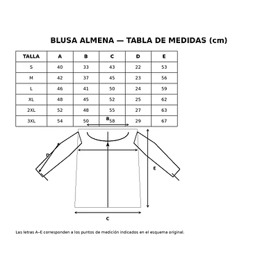 Blusa Almena Regional  de Mujer | 100% Algodón Indumentaria TALLA S