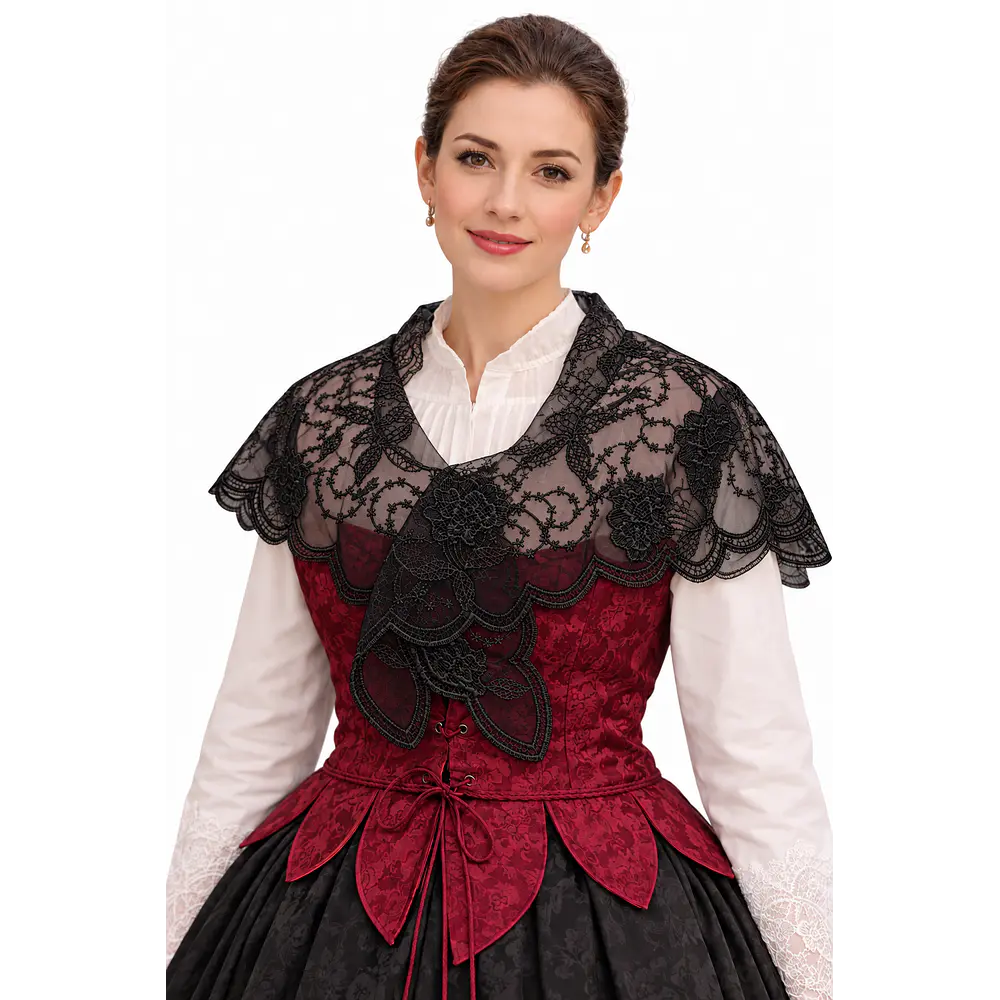 Mantilla  hombros Pico Aragonesa negra para Traje Regional