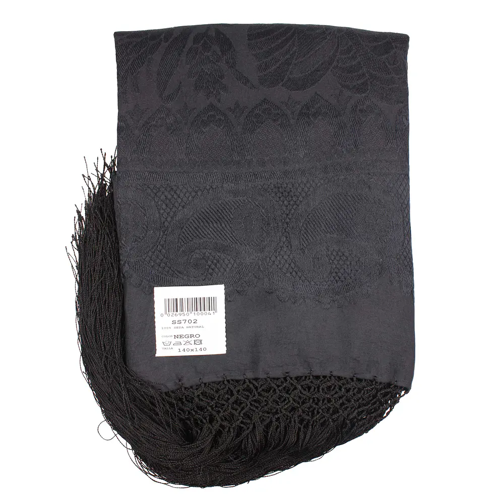 Mantón de Seda Natural 100% Estampado Floral Artesanal 