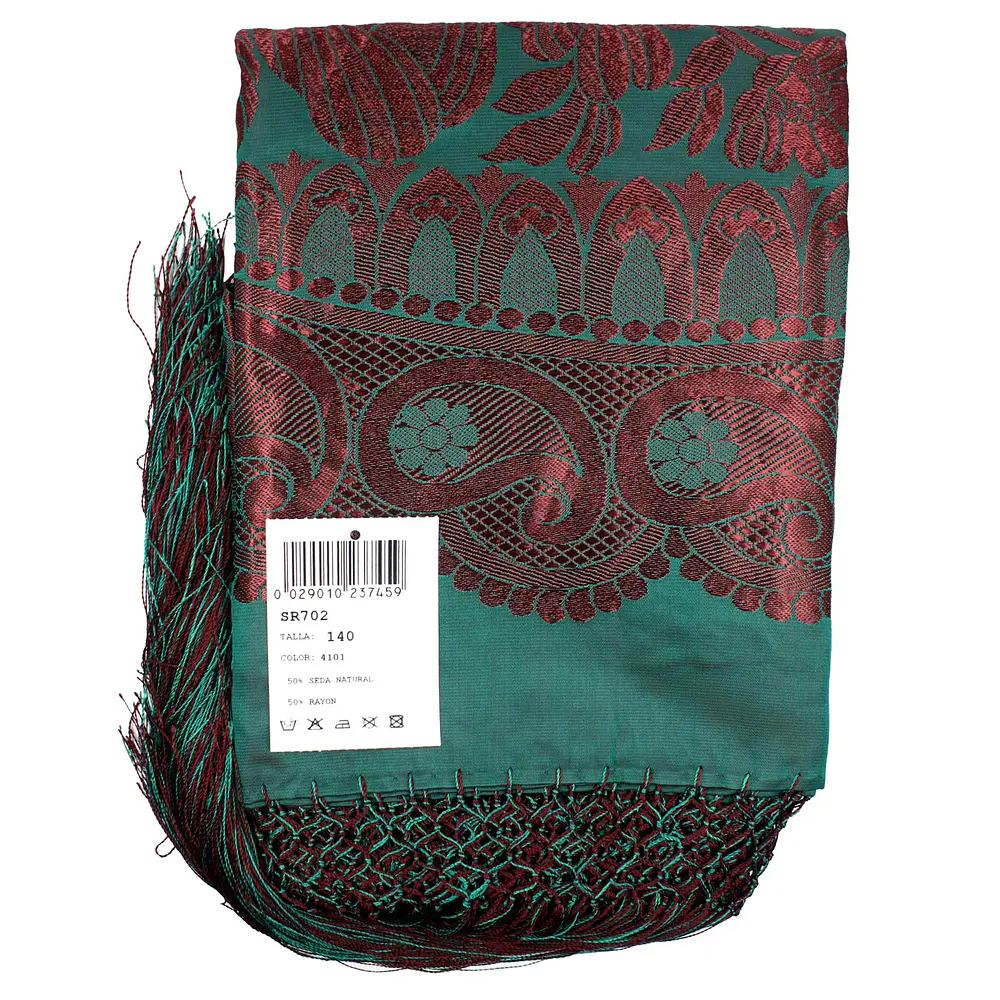 Pañuelo Mantón de Seda con Flecos (140 cm) - Reproducción Antigua  SR 702