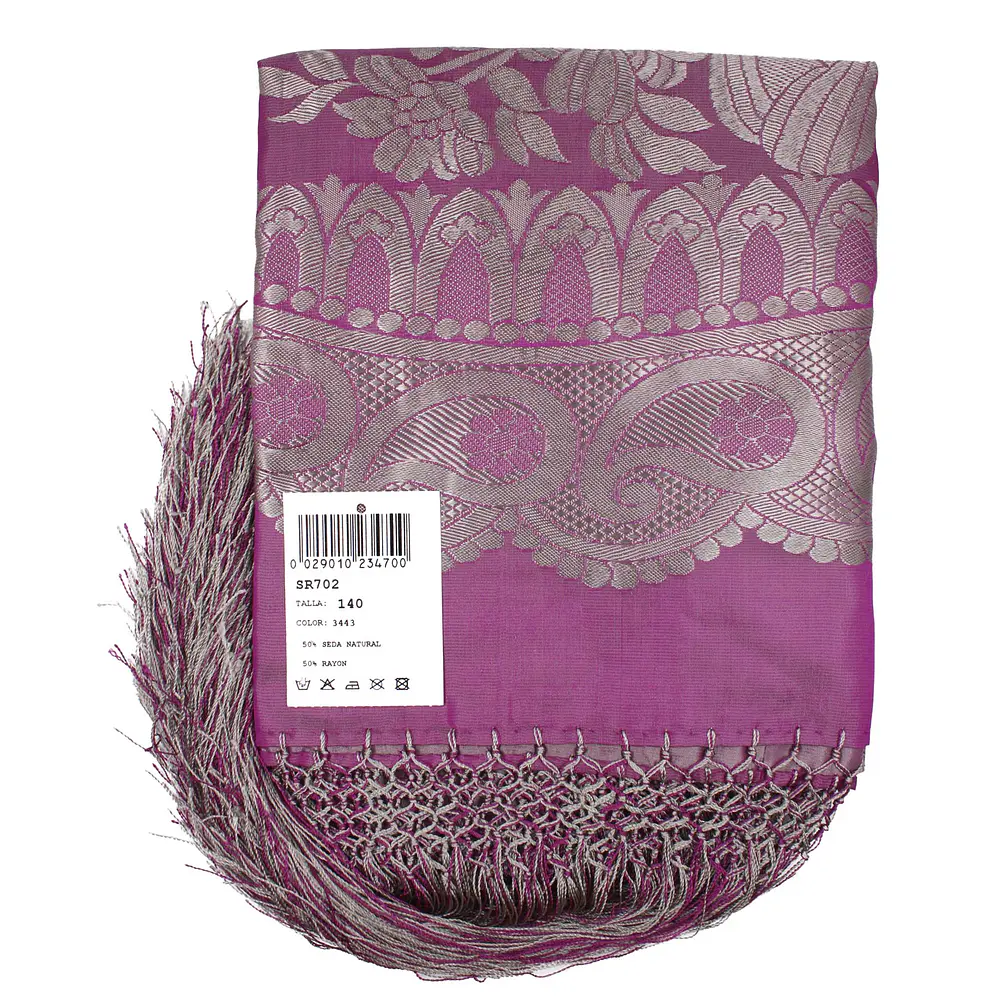 Pañuelo Mantón de Seda con Flecos (140 cm) - Reproducción Antigua  SR 702