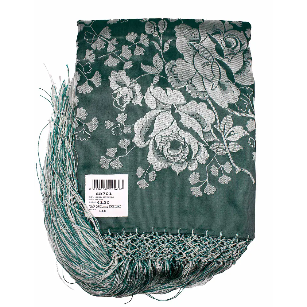 Pañuelo Mantón Regional de Seda y Algodón Estilo Tradicional 140 cms