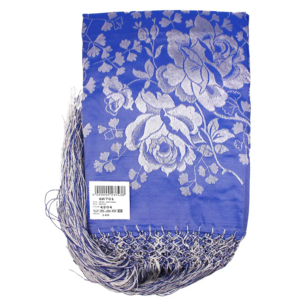 Pañuelo Mantón Regional de Seda y Algodón Estilo Tradicional 140 cms