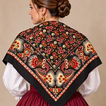 Pañuelo Tradicional Marrón y Crudo  Reproducción S. XIX (120x120 cm)