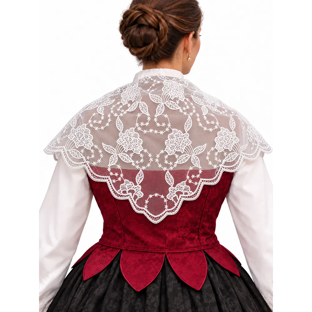 Mantilla  hombros Pico Aragonesa blanca  para Traje Regional