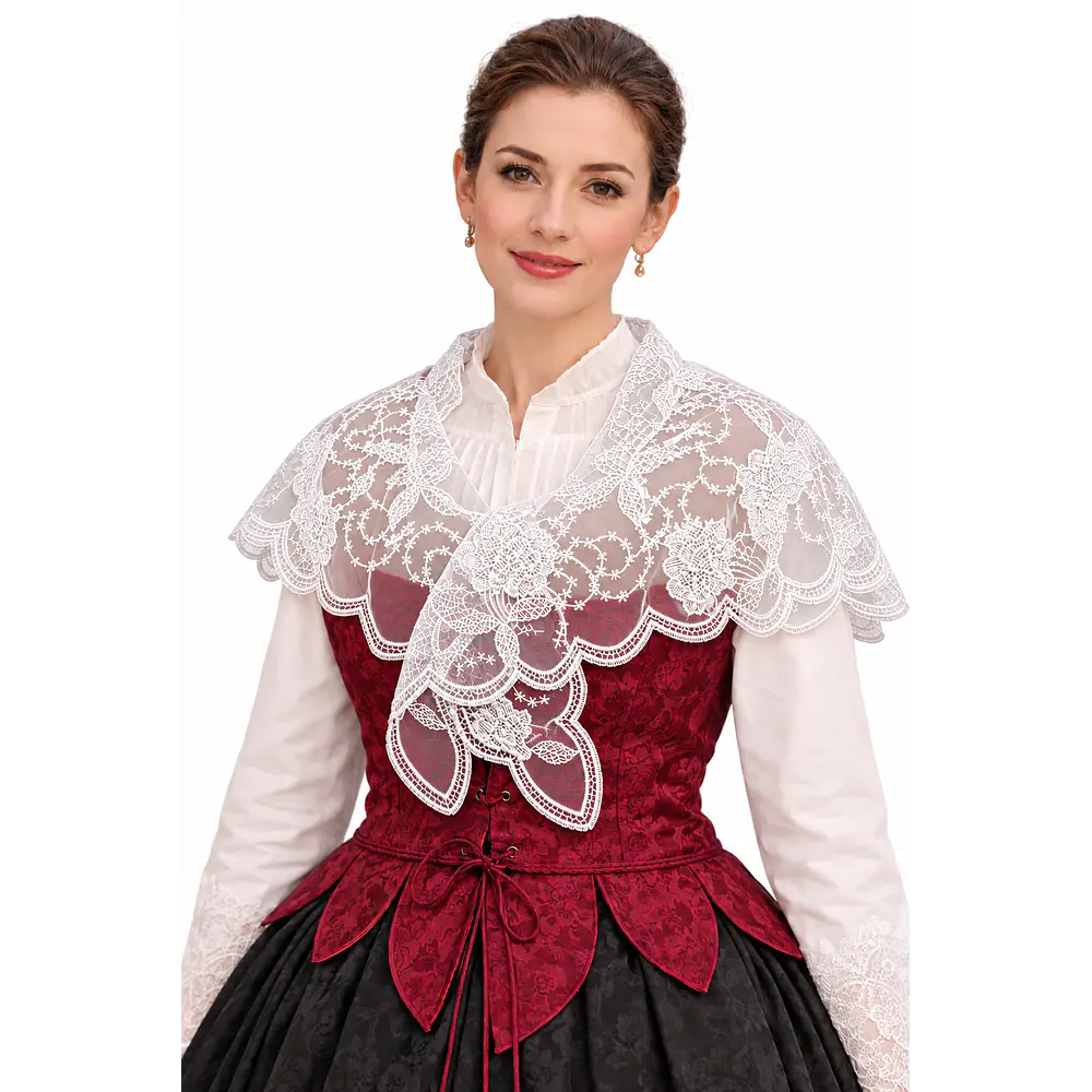 Mantilla  hombros Pico Aragonesa blanca  para Traje Regional