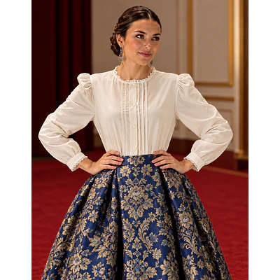 Camisa de lorzas beige traje regional varias tallas 