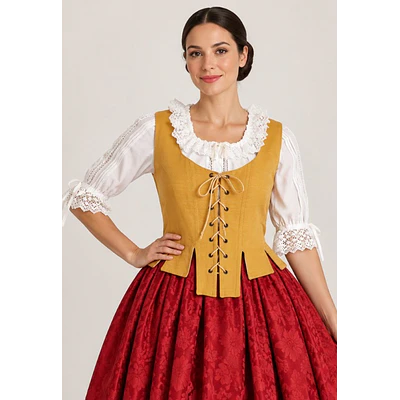 Corpiño Regional Color Mostaza con Cordones y Detalles Tradicionales – Talla XXL