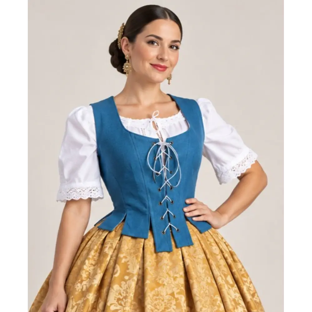 Justillo Regional Tradicional Azul Petróleo – Talla S (Equivalente a 40-42)