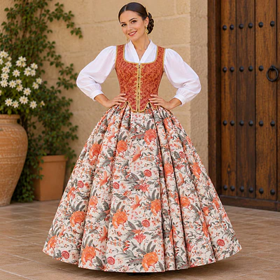 Falda Regional de Flores con Gran Vuelo baturraT 36/38  Mod Alicante