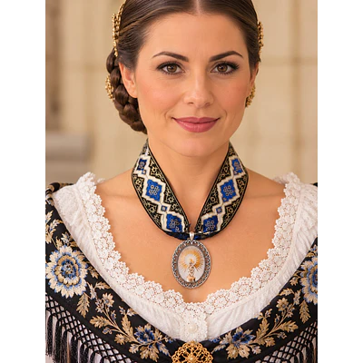 Conjunto de Medalla de la Virgen del Pilar y Cinta al Cuello