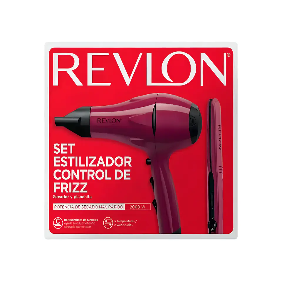 Combo Revlon Secador 2000W + Plancha Alisadora Cerámica 7