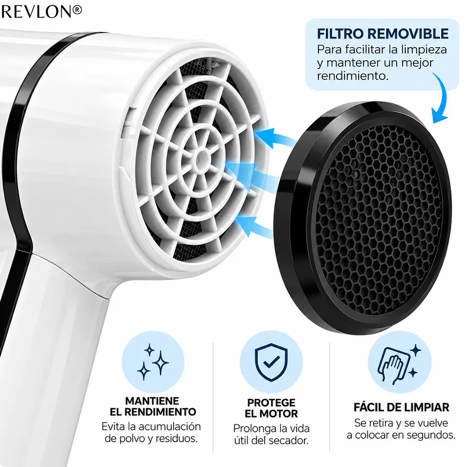 Secador Revlon Crystal Iónico 2000W Blanco 4