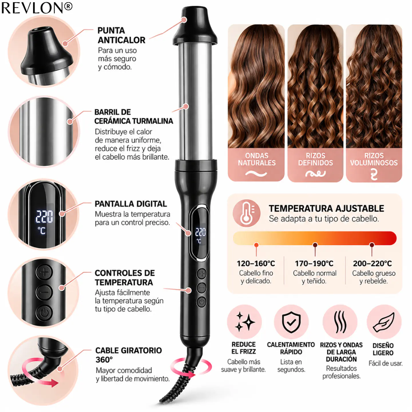 Rizador Revlon Expansible 2 En 1 Cerámica 215°C 4