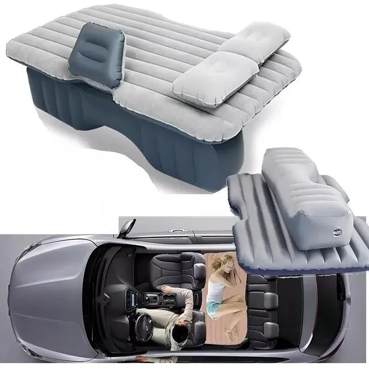 Colchon Inflable Con Compresor 12v Y 2 Almohadas Para Auto 1