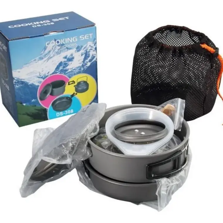 Set Ollas Outdoor Camping Cocinilla Utensilios Ds-308 1