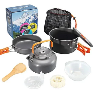 Set Ollas Outdoor Camping Cocinilla Utensilios Ds-308