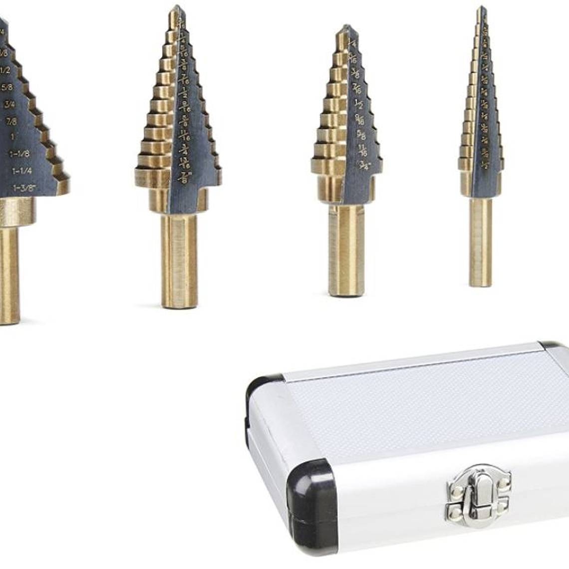 Brocas Conicas Paso A Paso Cobalto + Maleta 4