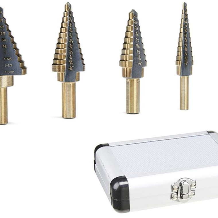 Brocas Conicas Paso A Paso Cobalto + Maleta 4