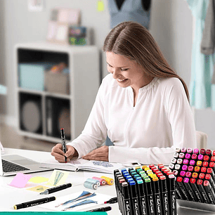 168 Lápices Marcadores Doble Con Bolsa