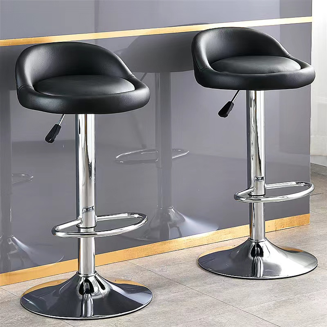 PACK 2 Silla Piso Bar Altura Regulable Taburete Respaldo 1