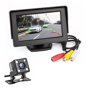 KIT Camara De Auto Retroceso 4 Led Ip68 + Pantalla 4.3