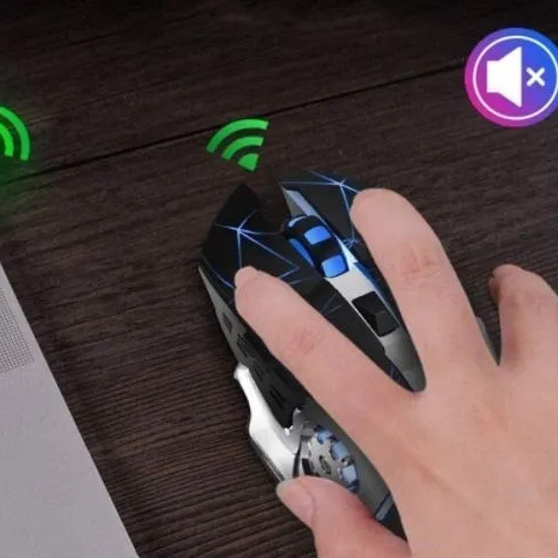 Mouse Gamer Inalámbrico Recargable Iluminado Rgb 3