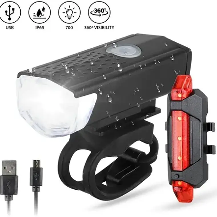 Set Luces Bicicleta Delantera Y Trasera Recargable Por Usb 1