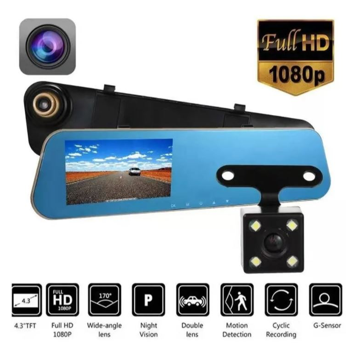 Cámara De Auto Espejo Retrovisor Con Cámara Retroceso 1