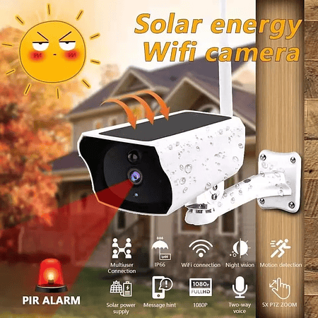 Camara Exterior Solar Ip Wifi Seguridad 1080p Full Hd