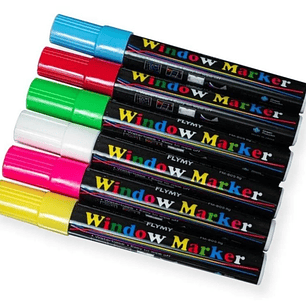 Kit 6 Plumones Tiza Liquida Para Pizarra Led, Vidrio, Fluor