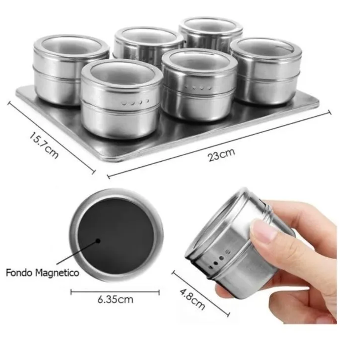 Organizador Condimentos Cocina 6 Piezas Frascos Especieros 2