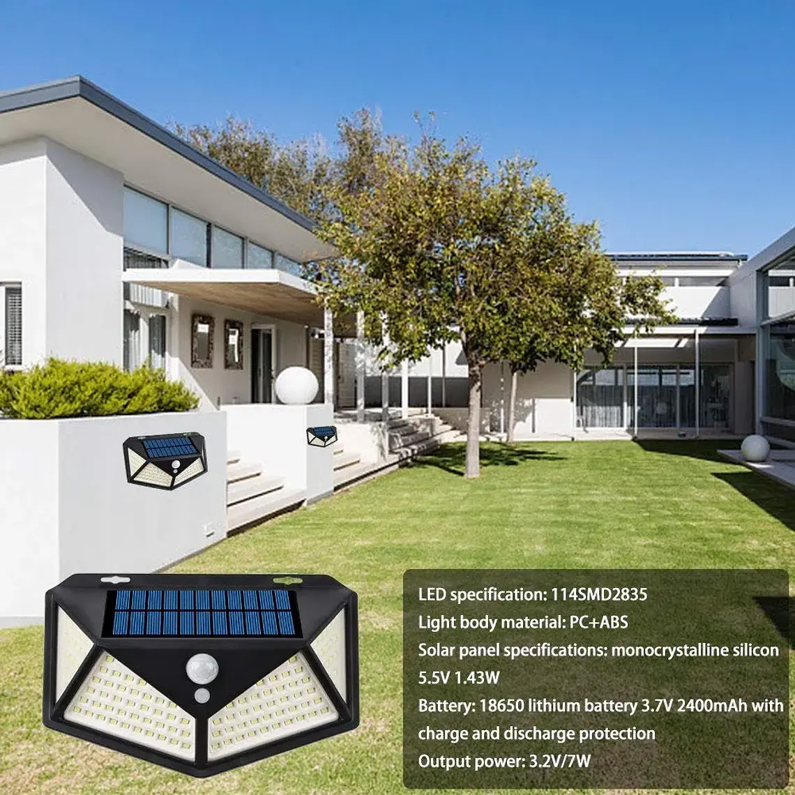Lampara Solar 100 Led Exterior Sensor De Movimiento 600lm 4