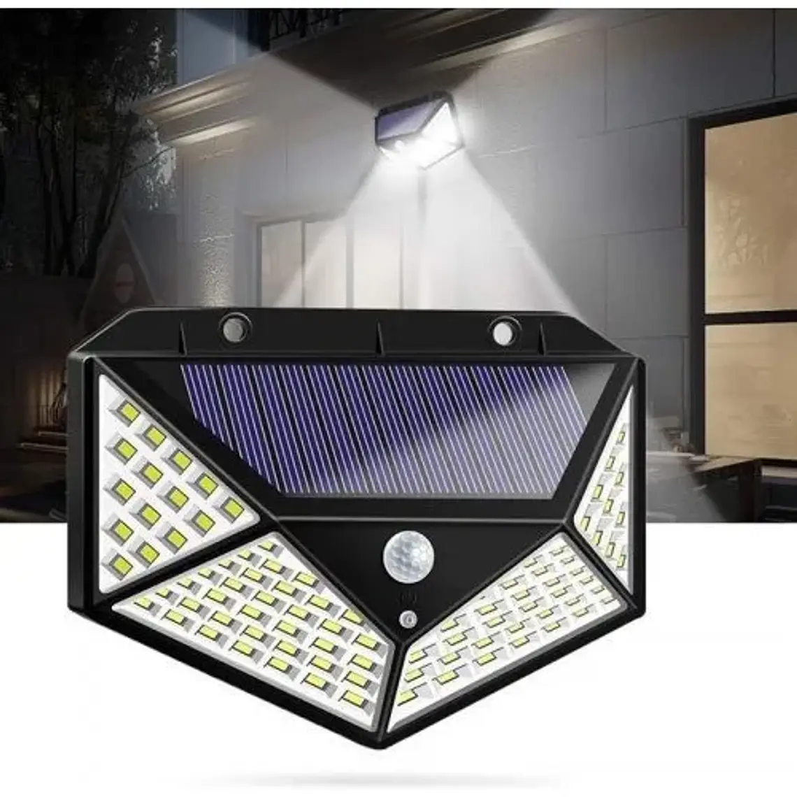 Lampara Solar 100 Led Exterior Sensor De Movimiento 600lm 1