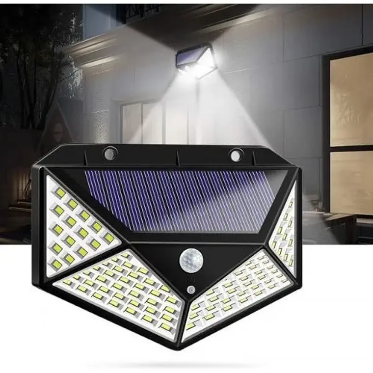 Lampara Solar 100 Led Exterior Sensor De Movimiento 600lm 1
