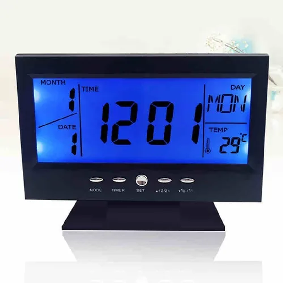 Reloj Pared Digital Led Con Luz 36 Cm Temporizador Y Despert