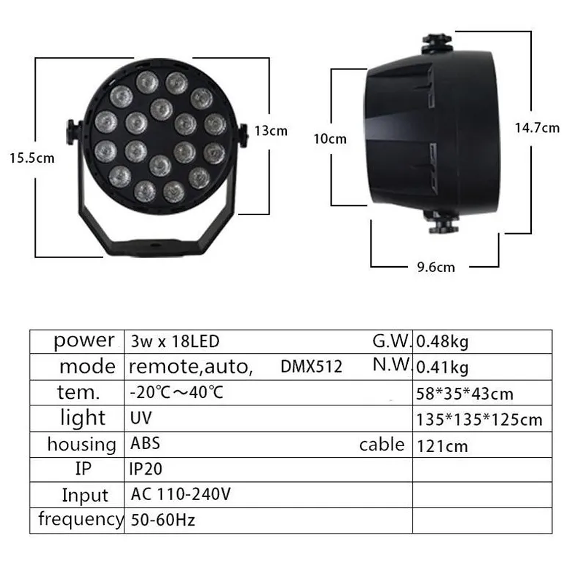 Foco Led Uv 3wx18 Ultravioleta Fiesta Fluor Dmx Control 2